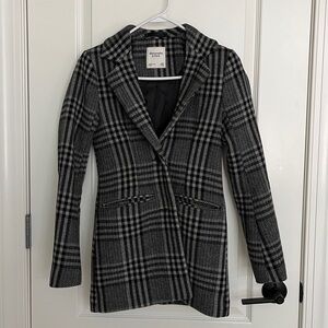Abercrombie Black and Gray Plaid Blazer